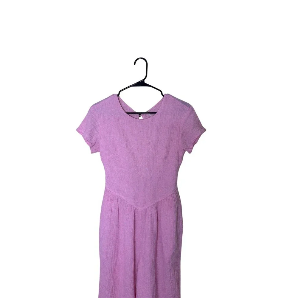 Free People Tierra Jumpsuit Womens XS Purple Wide-Leg Open Back Keyhole